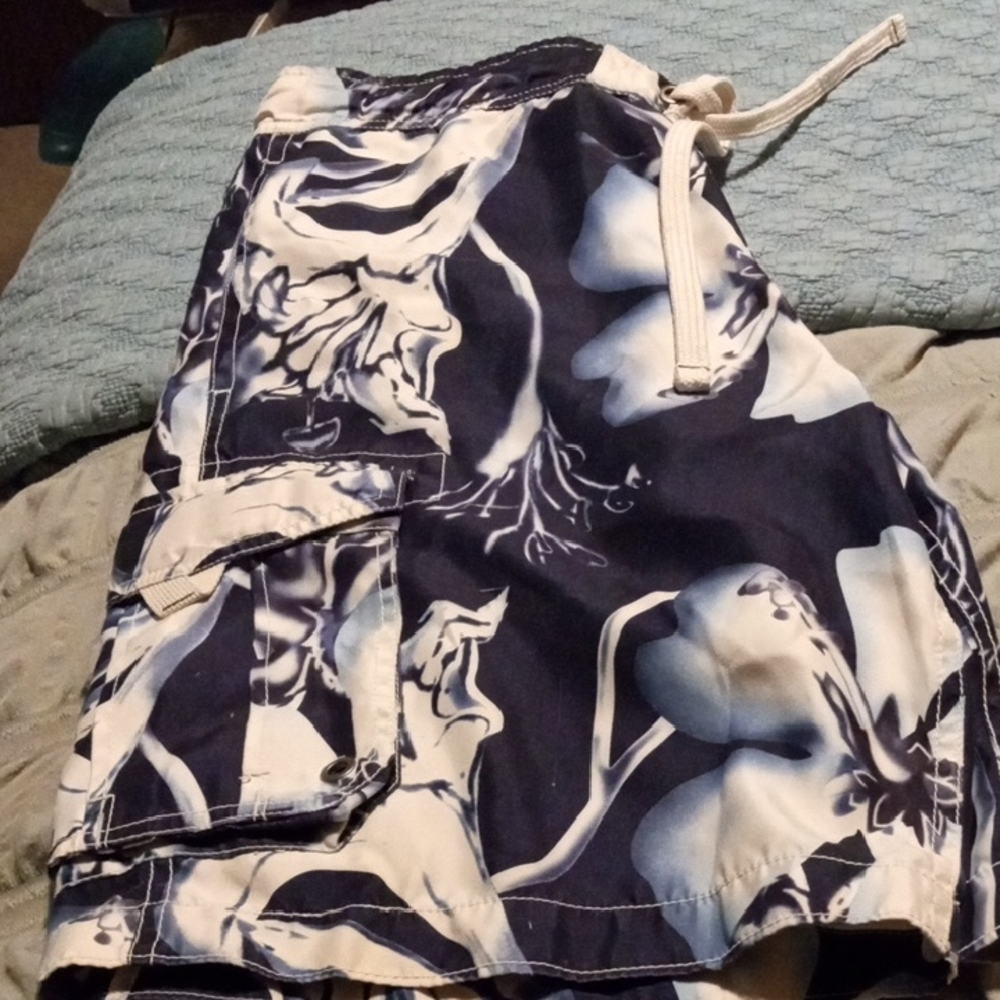 NOBO Blue and White Floral Swim Trunks